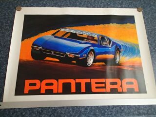 Vintage Detomaso Pantera Poster 22” X 28” From 1976