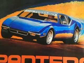 Vintage Detomaso Pantera Poster 22” X 28” from 1976 3