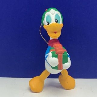 Walt Disney Merry Christmas Ornament Holiday Figurine Donald Duck Present Gift
