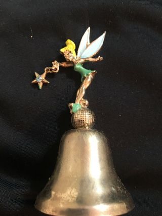 Vintage Walt Disney Productions Tinkerbell Bell Brass Enamel Dangling Star Fairy