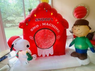 Snoopy Sno Machine Inflatable Charlie Brown Woodstock Christmas Airblown Motion