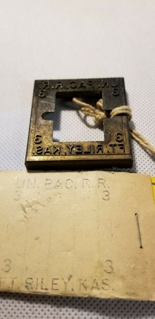 Brass Ticket Stamp Dater Die,  Ft.  Riley,  Ks,  Union Pacific