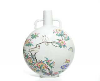 A Fine Chinese Famille Rose Porcelain Moon Flask Vase 7