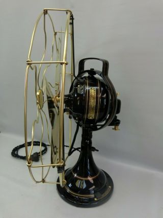 Antique Ge Brass Fan Blade & Cage Restored Vintage 1916 Oscillating 3 Speeds