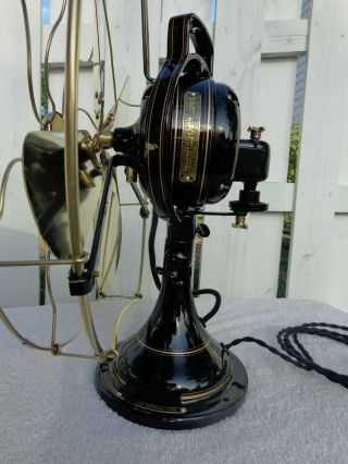 Antique GE brass fan blade & cage restored vintage 1916 oscillating 3 speeds 4
