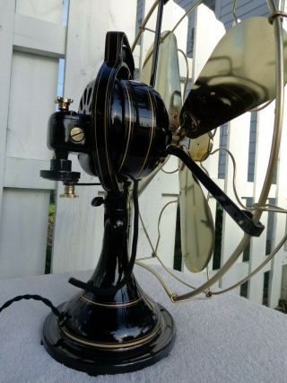 Antique GE brass fan blade & cage restored vintage 1916 oscillating 3 speeds 5