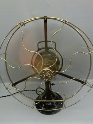Antique GE brass fan blade & cage restored vintage 1916 oscillating 3 speeds 8
