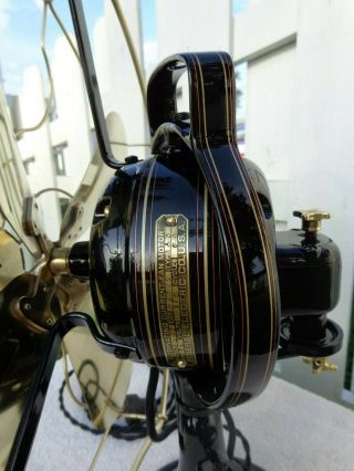Antique GE brass fan blade & cage restored vintage 1916 oscillating 3 speeds 9