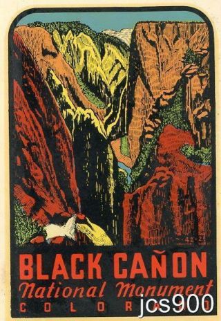 Vintage Black Canon National Monument Colorado State Souvenir Travel Decal Water