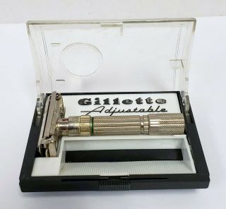 Vintage Gillette Fatboy G2 Adjustable 1 - 9 Safety Razor With Box E1 Date