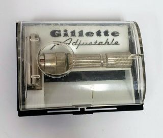 Vintage Gillette Fatboy G2 Adjustable 1 - 9 Safety Razor With Box E1 Date 2