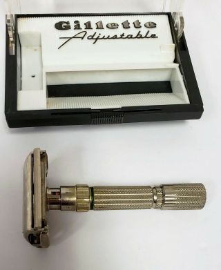 Vintage Gillette Fatboy G2 Adjustable 1 - 9 Safety Razor With Box E1 Date 4