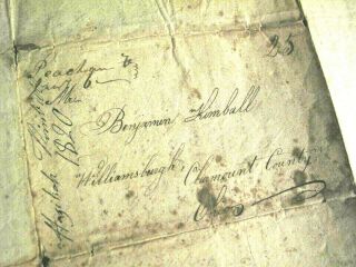 1820 Postal History Peacham Vt To Williamsburgh Ohio Letter 25/ms Rate Kimball