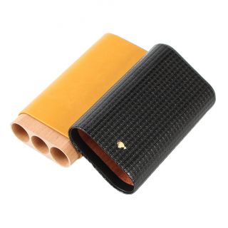 Cohiba Leather Cigar Case Portable Travel Cigar Case Cedar Wood Tube Humidor 3