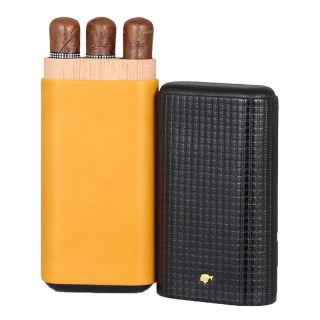 Cohiba Leather Cigar Case Portable Travel Cigar Case Cedar Wood Tube Humidor 4
