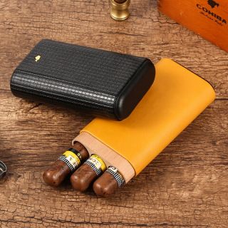 Cohiba Leather Cigar Case Portable Travel Cigar Case Cedar Wood Tube Humidor 5