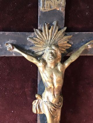 Huge 8 1/2 " Antique Crucifix Skull And Crossbones Mid 1800 