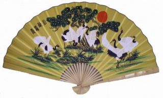 " Classic 35  Oriental Feng Shui Wall Fan - Cranes "