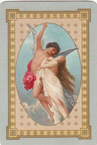 1 Playing Swap Card Rare Unnamed Angel Gabriel Rescuing Fair Maiden Lady 1920s