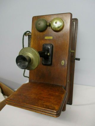 Antique 1894 Western Electric 317p Oak Wood Crank Wall Telephone