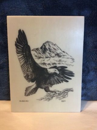 Eagle Etching By Bill Devine Handcrafted Marble The Alaska 1981