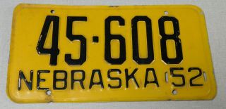 1952 Nebraska Passenger Car License Plate