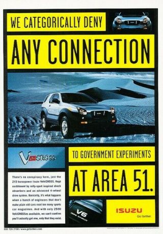 2000 Isuzu Vehicross Advertisement Print Art Car Ad J802
