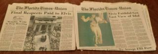 2 Elvis Presley Death Newspapers On 8/18/77 & 8/19/77 The Florida Times Union