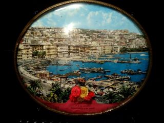 Naples Italy Bubble Glass Picture Concave Vtg Photo Print 1930s 1940s Souvenir