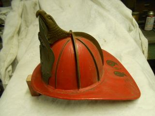 1919 PARKSIDE PENNSYLVANIA LEATHER FIRE HELMET WITH BRASS FRONT PLATE 2