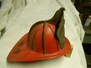 1919 PARKSIDE PENNSYLVANIA LEATHER FIRE HELMET WITH BRASS FRONT PLATE 3