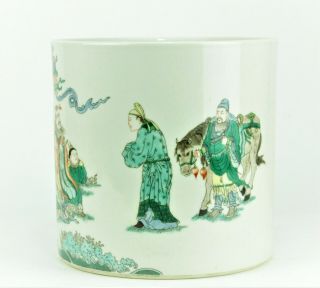 A Large Chinese Famille Verte Porcelain Brush Pot 2