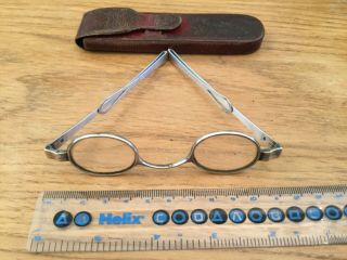 Antique Georgian Silver Spectacles In Case 18th Century