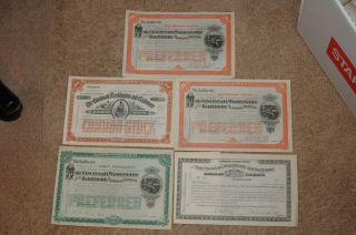 Cincinnati Washington And Baltimore Rr Company Stocks (five Of Them) 1880 