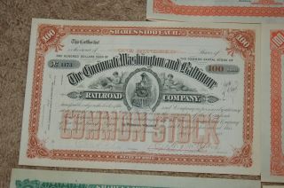 Cincinnati Washington and Baltimore RR Company Stocks (five of them) 1880 ' s 5