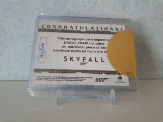 James Bond DANIEL CRAIG Autograph RELIC Skyfall Card 9 - case INCENTIVE 164/250 2