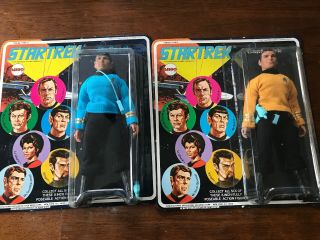 Mego Captain Kirk Mr Spock 1974 Unpunched Star Trek Figures