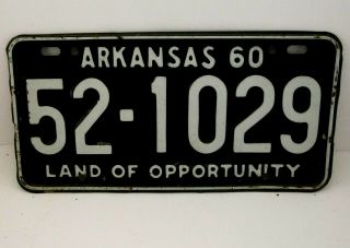 1960 Arkansas License Plate Tag Car Automobile Estate Find 52 - 1029 Vintage