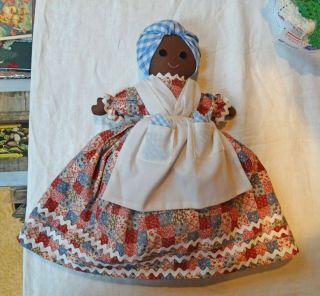 Vintage Hand Made Topsy Turvy Cloth Doll - Mammy & Child - Black Americana