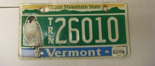 2009 09 Vermont Vt License Plate Truck Bird Falcon 26010