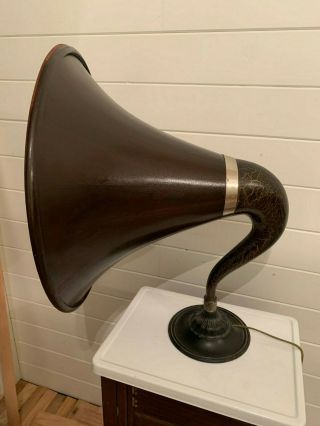 Antique Music Master Concert Radio Horn Speaker With /22 " Mahogany Wood Bell