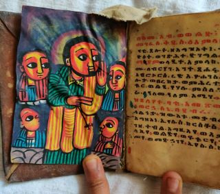 Antique Hand Written Ethiopian Coptic Christian Manuscript Bible with Case 10