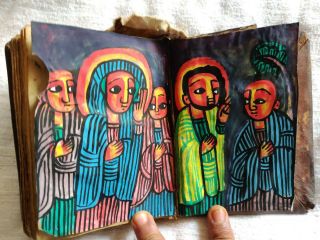 Antique Hand Written Ethiopian Coptic Christian Manuscript Bible with Case 3