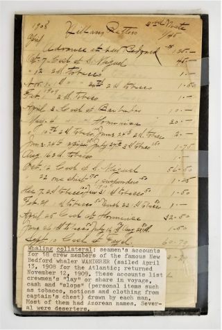1908 antique BEDFORD whaler WANDERER crewmen handwritten account ship ma 5