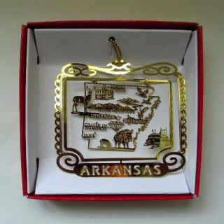 Arkansas State Brass Christmas Ornament Souvenir Gift