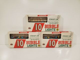 3 Boxes Of Vintage Miniature Christmas Straight Line Bubble Lights