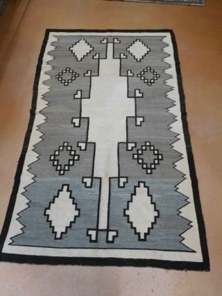 Antique Navajo Blanket American Indian weaving rug 4 ' 3  x7 ' 3  ca.  1920s 12