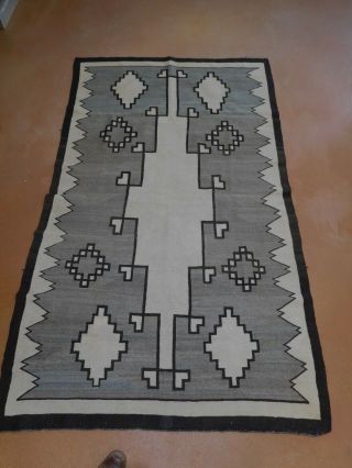 Antique Navajo Blanket American Indian weaving rug 4 ' 3  x7 ' 3  ca.  1920s 6