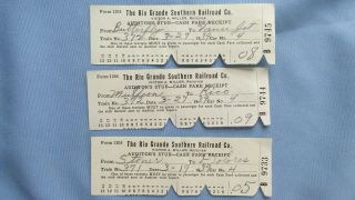 1939 Rio Grande Southern Railroad Cash Fare Receipts - Butterfly - Stoner - Muldoon