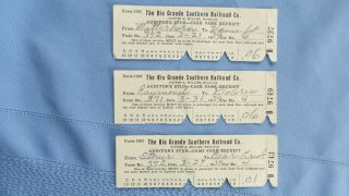 Rio Grande Southern Railroad Cash Fare Tickets - Stoner - Matterhorn - Raymond Colo.